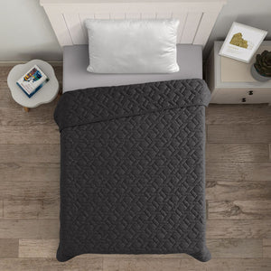 Cotton Quilted Blanket - Charcoal