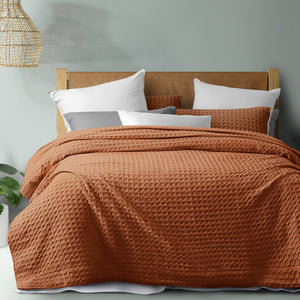 Cotton Waffle Quilt Cover Set Rust