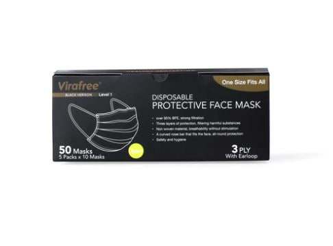 Protective Face Mask 3 Ply Black  - CE EN 14863 Standard