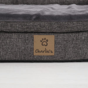 Charlie's Faux Linen Pet Bolster Sofa Lounge - Dark Grey