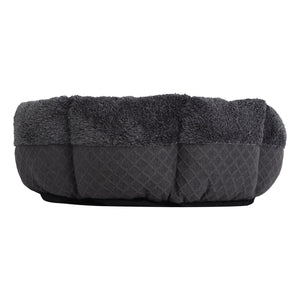 Charlie's Faux Fur Calming Bed with Bolster Round - Grey