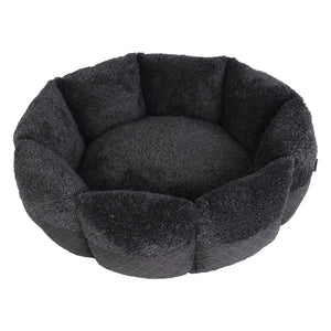 Charlie's Faux Fur Calming Bed with Bolster Round - Grey